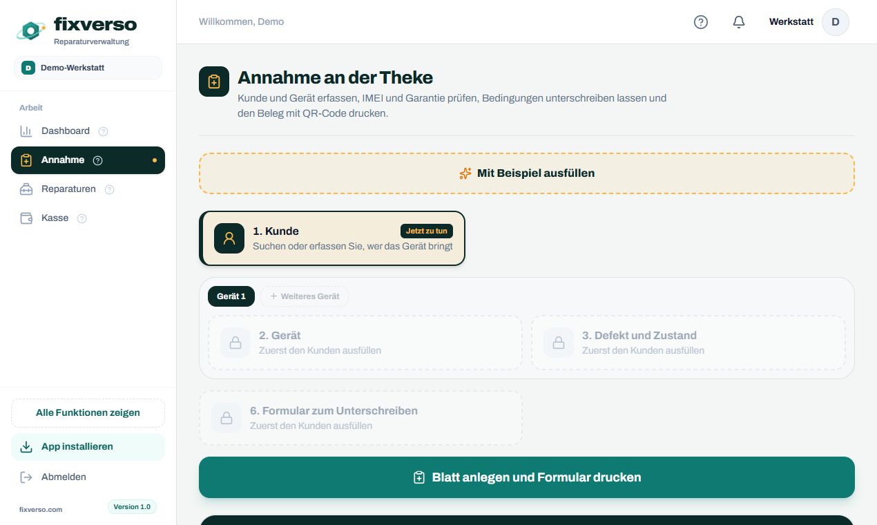 Ein Gerät in einer Minute annehmen