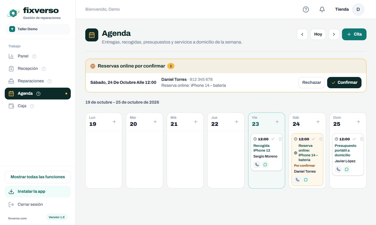 Agenda y reservas online